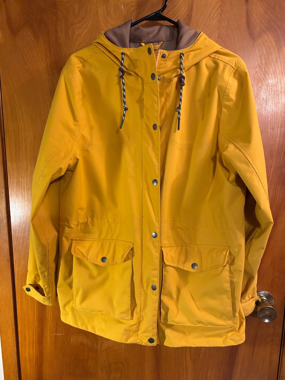 Eddie Bauer Yellow Hooded Utility/Rain Jacket